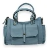 Sac à main synthétique bleu glacier élégant avec multiples rangements | Mode Tendance