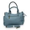 Elegante borsa a mano sintetica blu ghiaccio con scomparti multipli | Moda Trendy
