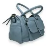 Elegante bolso de mano sintético azul glaciar con múltiples compartimentos | Moda Tendencia