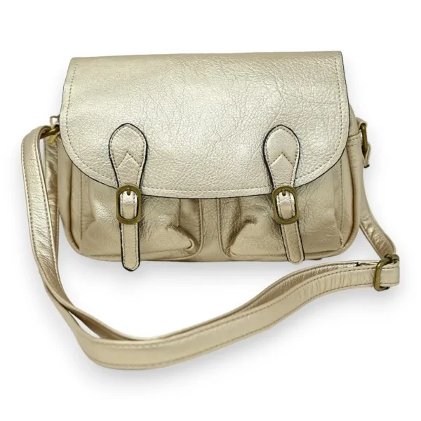 Golden satchel shoulder bag