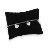 Bracciale sottile in acciaio argentato con multi cuori di strass