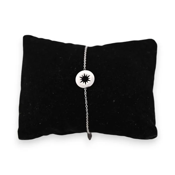 Silver steel bracelet with openwork star medallion