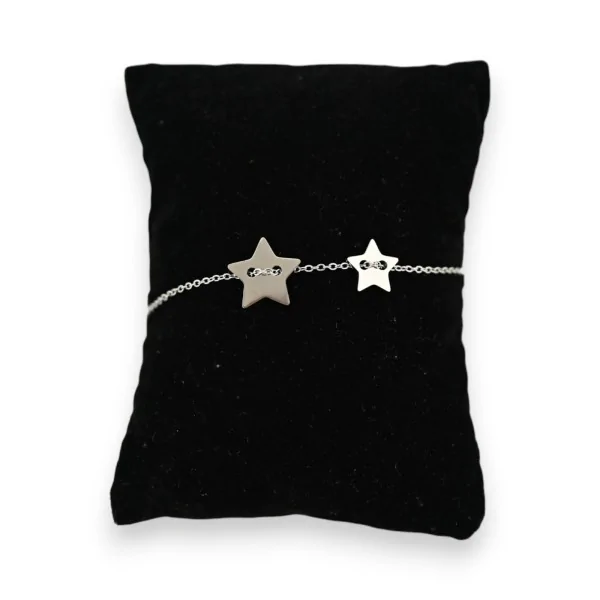 Armband aus silberfarbenem Stahl mit 2 Sternen