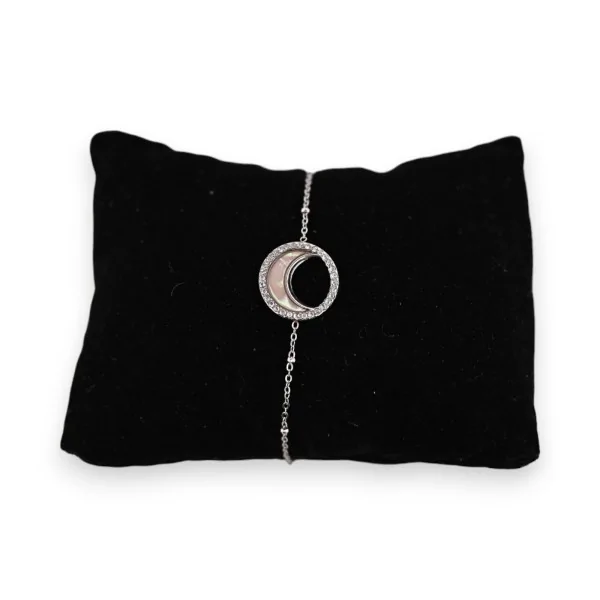 Bracelet acier argenté demi lune nacrée