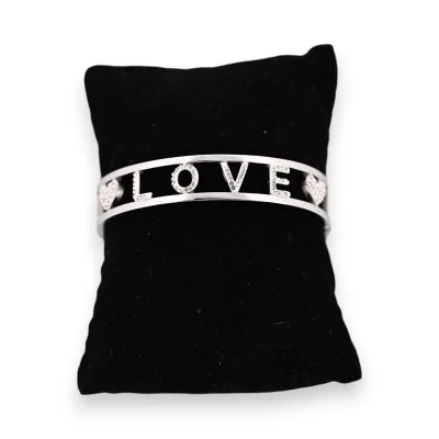 Bracciale rigido in acciaio argentato LOVE