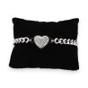 Silver steel chain bracelet with shiny heart