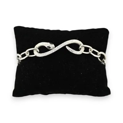 Pulsera de acero cadena plateada serpiente con strass