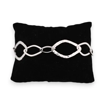 Silver-plated steel bracelet with large fancy chain links