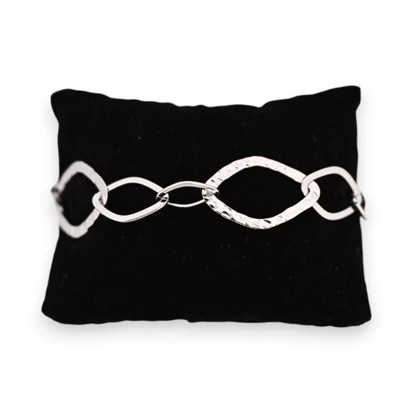 Silberfarbenes Armband aus Stahl mit großen, fantasievollen Gliederkettengliedern