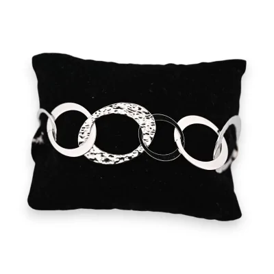 Bracciale in acciaio argentato con maglie grandi fantasia