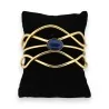 Bracelet Manchette Doré Pierre Bleue | Design Bohème Élégant | Mode Tendance