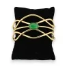 Gold-plated steel cuff bracelet with bohemian green stone