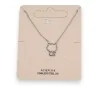 Collana in acciaio argentato con piccolo gatto