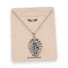 Silver steel tropical leaf necklace