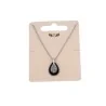 Silver-plated steel necklace with black ceramic teardrop pendant and rhinestones