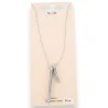Silver steel necklace with 2 sparkling rhinestone tubes