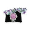 Fancy watch with purple and green floral fabric strap