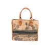 Borsa in sughero Toile de Jouy blu - Accessorio di moda eco-sostenibile ed elegante