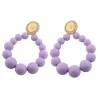 Pendientes de Aro con Perlas Lila y Pedrería | Joyería de Moda