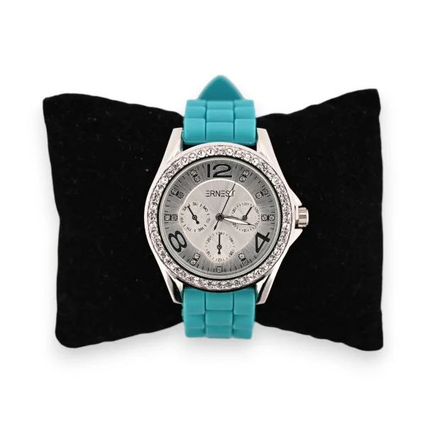 Türkisblaue Ernest Silikonuhr mit Chronographen-Zifferblatt