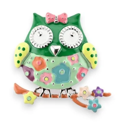 Broche magnética coruja verde