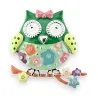 Magnetic green owl brooch
