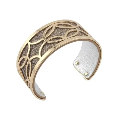 Bracelete manguito marrom com brilhos e prateado