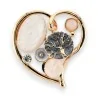 Gold magnetic brooch heart with various stones
