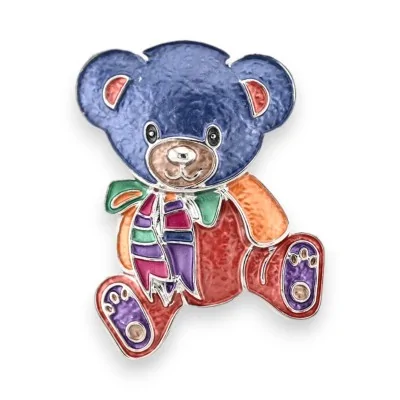 Magnetische Brosche bunter Teddybär