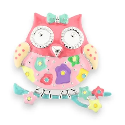 Broche magnética coruja multicolorida
