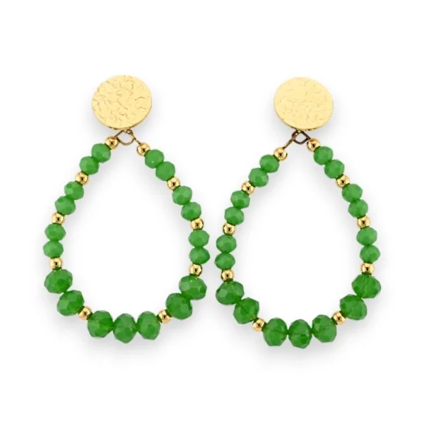 Pendientes de acero dorado con perlas verdes de Brasil