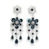 Boucles d'Oreilles Chandelier Argentées Oriental Bleu - Bijoux Fantaisie