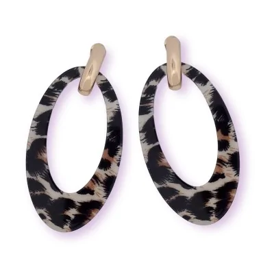 Large leopard and gold earrings