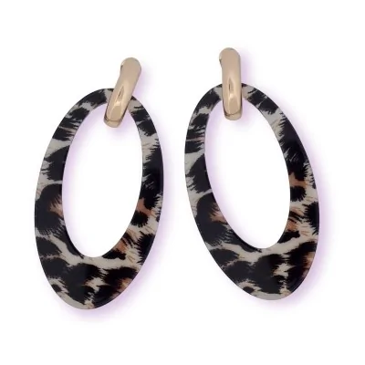 Large leopard and gold earrings