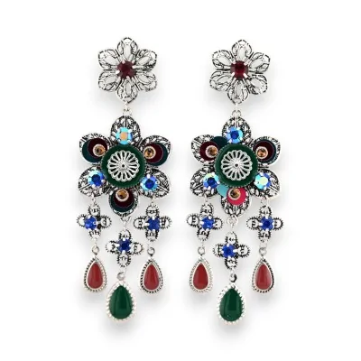 Silberne Modeschmuck-Ohrringe in bunten Farben