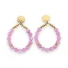 Boucles d'Oreilles Créoles Améthyste & Acier Doré | Bijoux Tendance Femme