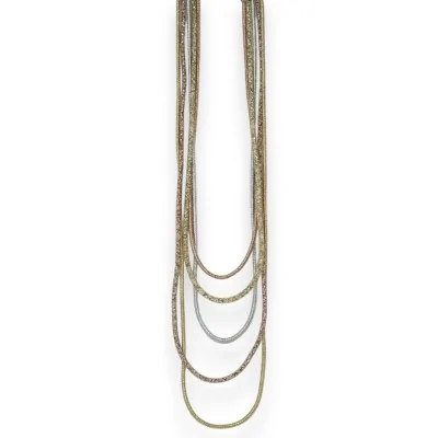 Collar largo de fantasía multicapa en 3 colores
