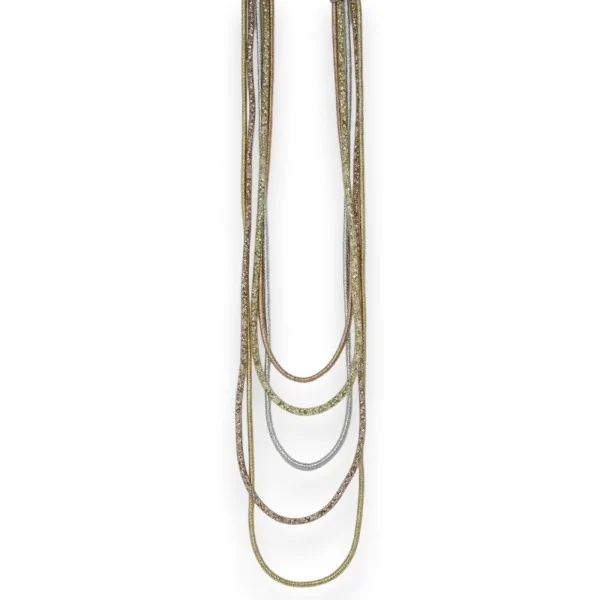 Collar largo de fantasía multicapa en 3 colores