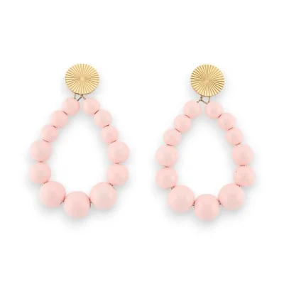Pendientes de aro con perlas brillantes rosa pálido