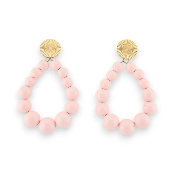 Pendientes de aro con perlas brillantes rosa pálido