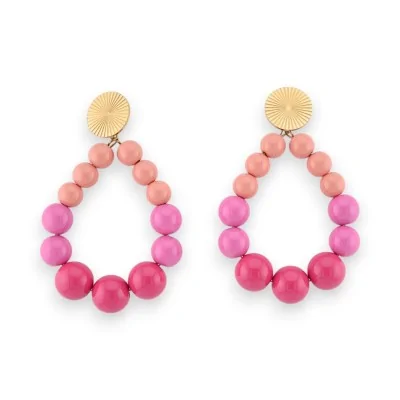 Pendientes de aro con perlas degradadas rosa brillantes
