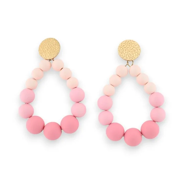 Orecchini a cerchio con perle sfumate rosa chiaro opache