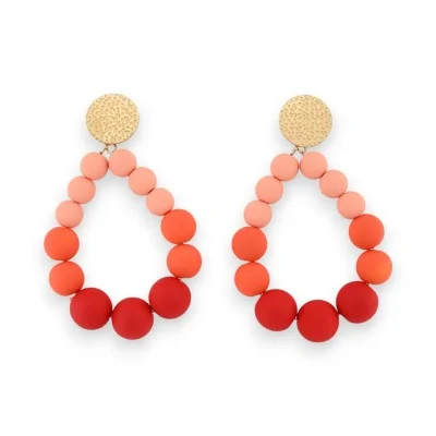 Pendientes de aro con perlas degradadas naranjas mate
