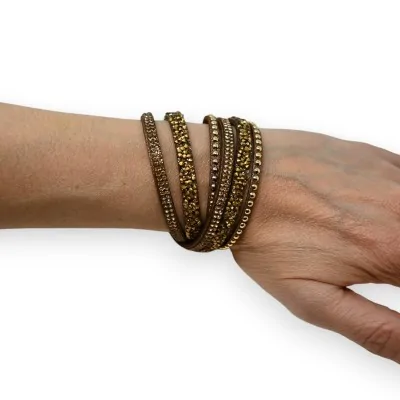 Braunes und goldenes Doppelarmband
