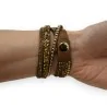 Pulseira Dupla Volta Marrom e Dourada com Strass | Joia Elegante para Mulher