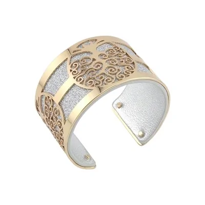 Bracelete Largo Árvore da Vida Reversível Ouro e Prata