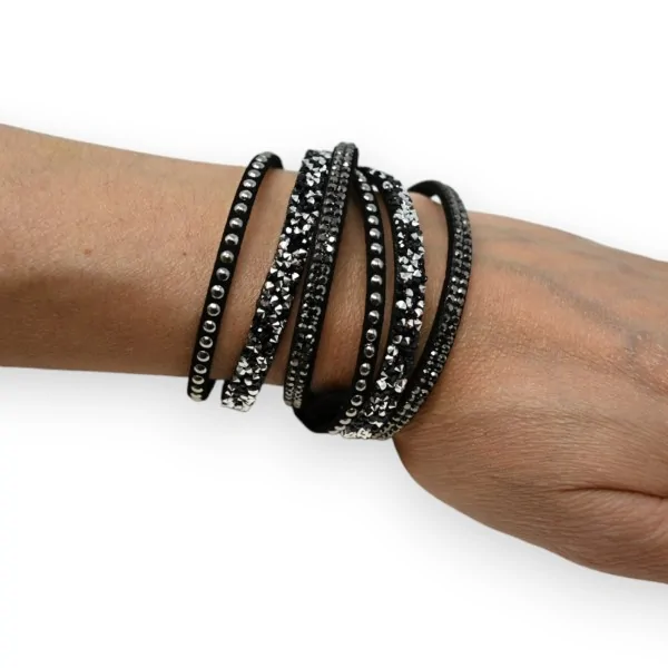 Black double strand rhinestone bracelet