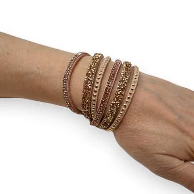 Doppeltes Rosa Strass-Armband