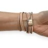Bracciale Doppio Giro in Pelle Rosa con Stella | Gioiello Trendy da Donna