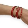 Bracciale doppio in pelle intrecciata rossa
